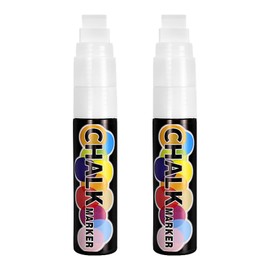 Caelura Kreidestifte für Tafel Abwaschbar, 2 Stück Kreidestift Weiß 15mm, Kreidemarker, Kreidestifte für Fenster, Glas, Metall, Keramik | Chalk Marker Weiß