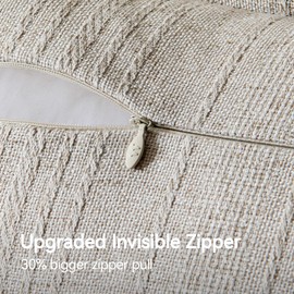 a moment Linen Pillow Covers Set of 2,Boho Farmhouse Throw Pillowcases Neutral Textured Decorative Covers for Couch Sofa Bed, Soft Linen Blend Accent Case Cushion Home Decor 20"x20"Natural Linen