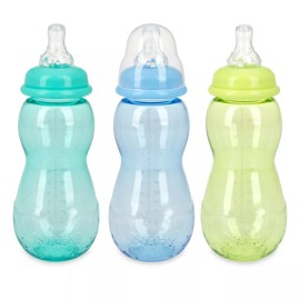 Nûby Nuby 3-Pack Non-Drip Baby Bottles - Anti-Colic Silicone Nipple - BPA Free - 0+ - Aqua - Blue - Lime
