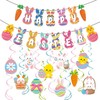 Jwssor Easter Bunting Banner,41pcs Hanging Swirls,Easter Hanging Swirls,Easter Egg Bunny