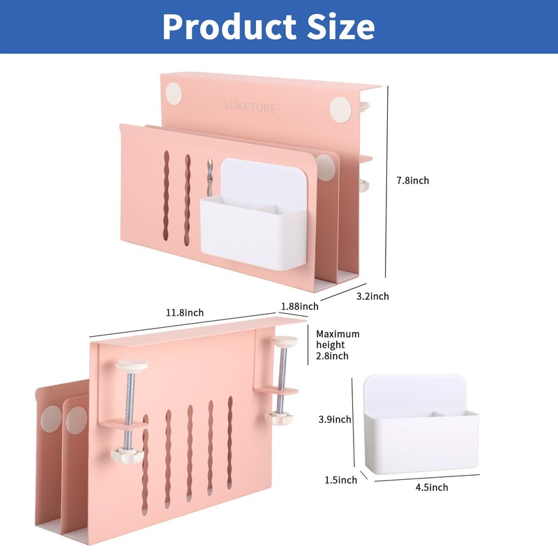 LUKETURE Desk Side Storage, 2 Tier Steel Hanging Organizer, No