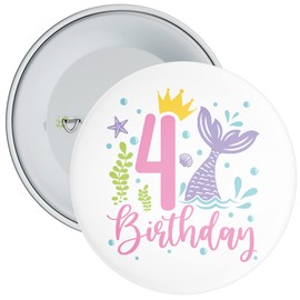 4th Birthday Badge - Mermaid Theme