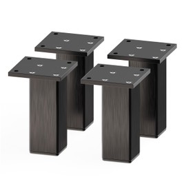 Sossai MFV2 Aluminium Furniture Feet Set of 4 Square Aluminium Profile: 38 x 38 mm, Colour: Black, Height: 100 mm, Stylish and Stable Furniture Legs for Showcase, Chest of Drawers, Bedside Table