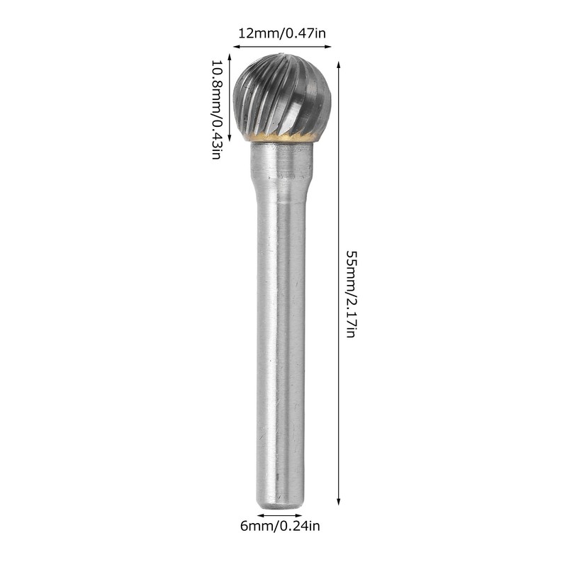 Single Cut Burr Ball Shape Carbide Rotary File Professional for