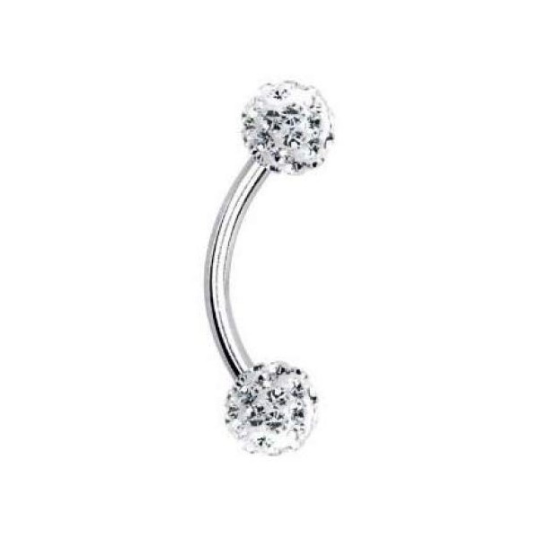 Crystal Clear Ferido Paved Many gem Ball Ring Made with Swarovski Elements Curved Barbell Eye Brow Eyebrow Tragus Lip Ring Rings - 16g
