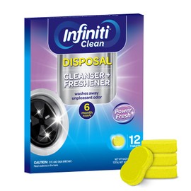 Garbage Disposal Cleaner and Deodorizer Tablets 12 Pack - 8.5oz Kitchen Sink Cleaner and Deodorizer, Septic Safe, Lemon Scent, Removes Odor-Causing Residues - 6 Month Supply