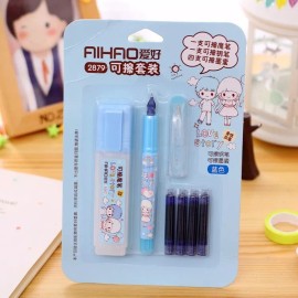 Aurora Juego De Pluma Estilográfica Diseño Kawaii Con Marca Texto