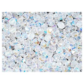 600 Czech 4mm Crystal Clear Ab Faceted Round Firepolished Glass Beads 1/2 Mass Fire Polished