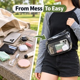 Transparent Waist Bag Clear Sling Belt Bag – PVC Crossbody Hip Pack with Adjustable Strap for Travel, Festivals, Concerts and Everyday Use