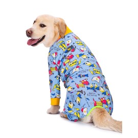 BT Bear Large Dog Onesie, Pajamas PJS Jumpsuit Protects Joints - Blue, XXL