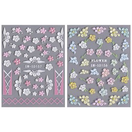 5D Embossed Flower Nail Stickers Summer Nail Stickers Colourful Flowers Nail Stickers 5D Acrylic Flower Nail Stickers Floral Flower Nail Stickers Summer Nail Art Stickers Nail Design Stickers Nails