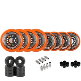 Labeda Gripper Asphalt Outdoor Inline Roller Hockey Wheels + Hybrid Ceramic Bearings 76/80 Hilo 85A Orange