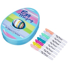 The Eggmazing - Kit de decoración de huevos de Pascua para decoración de huevos de Pascua, juego de artes y manualidades, incluye giratorio para decoración de huevos y 8 marcadores coloridos no