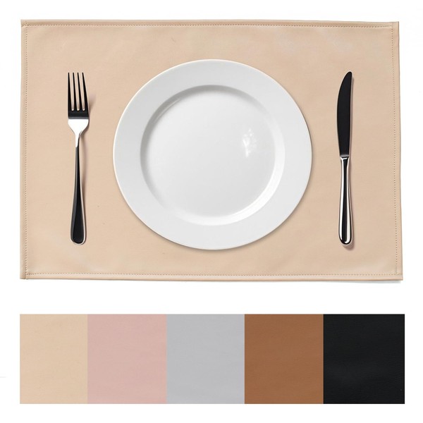 AIJOVIKO Placemats Set of 6 Waterproof,wipeable Faux Leather Table Mats,12
