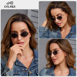 Colrea Retro Oval Sunglasses for Womens Trendy Small Sun Glasses Ladies Vintage 90s Shades UV400 Protection CL701