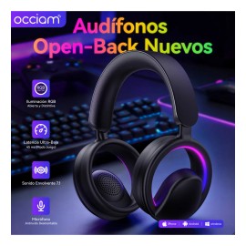 Audfonos Bluetooth Diadema Open-back Gamer Occiam B16 Negro Diseo Abierto Sonido Envolvente 7.1 Latencia Ultra-baja 45ms En Modo Juego 50h Batera...  