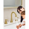 Fransiton Widespread Bathroom Sink Faucet 3 Hole, Brushed Gold Bathroom