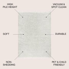 JONATHAN Y MCR100A-5 Mercer Shag Plush Tassel Indoor Area-Rug Bohemian Modern Contemporary Solid Easy-Cleaning Bedroom Kitchen Living Room, 5 X 8, White with Tassel