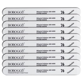 BOBOGGU 76 Korean Professional Nail Files 10PCS Double Sided Emery Board (400/4000 Grit) Reusable Washable Durable Suitable for All Kind of Nails, Miracle Polisher, White and Pink Color