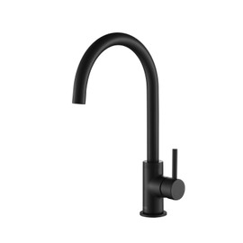 Solid Brass Matte Black Kitchen Faucet, Single Hole Bar Faucet for Kitchen Sink, Two Pre-Assembled EPDM Waterlines Included