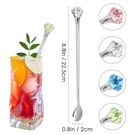 kilofly Rhinestone Party Stir Bar Spoon Value Pack, Set of 8