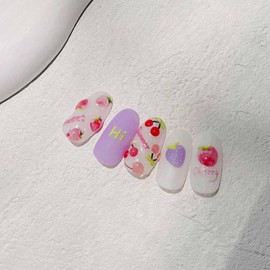 Fruit Nail Stickers Strawberry Nail Art Decals 5D Embossed Nail Art Stickers Cherry Strawberry Peach Fruit Nail Design Spring Summer Nail Art Supplies Cute Fruits Nail Decoration Accessories for Women