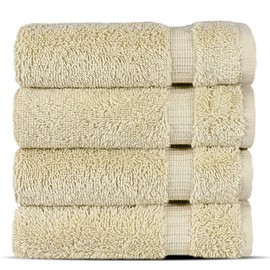 Chakir Turkish Linens | Hotel & Spa Quality 100% Cotton Premium Turkish Towels | Soft & Absorbent (4-Piece Washcloths, Cream)