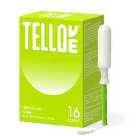 Tellove Tampons with 100% Organic Cotton Core - 16 Count(16 Regular Tampons), Featuring 360° Comfort-Expand Technology with BPA-Free Applicator, Leak-Proof for 8 Hours, Comfort-Fit for Sensitive Skin
