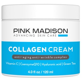 Skin Tightening Collagen Serum Cream with Hyaluronic Acid Anti Aging Face Treatment Fine Lines Wrinkles Men Women 4 Ounce Jar                         