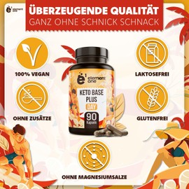Keto Base Plus Day - Daily Keto Complex - 90 Capsules Vegan - with Ginger, Green Tea Extract, Cayenne Pepper, & Caffeine - Popular with Athletes, Fitness - Vegan, Gluten-Free Lactose Free