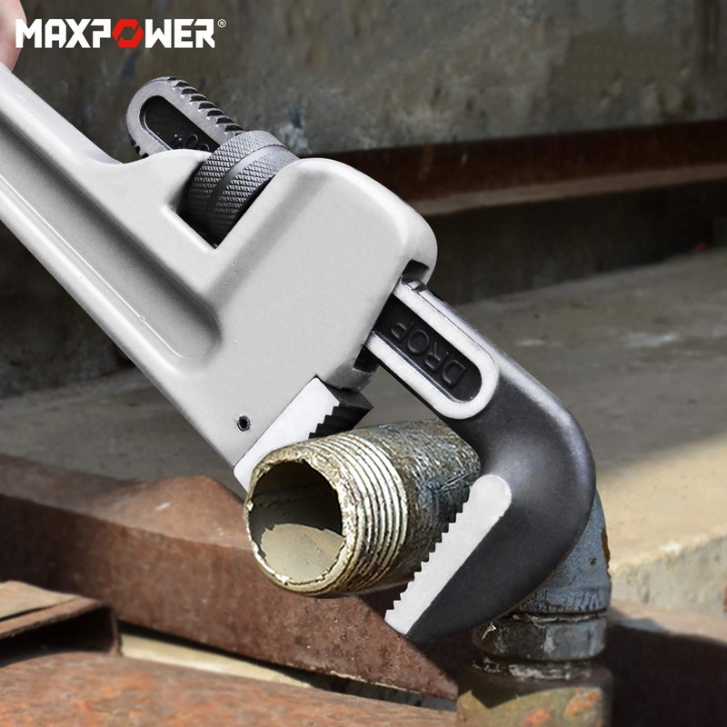 MAXPOWER 30-inch Pipe Wrench, Aluminum Straight Plumbing Wrench Heavy Duty
