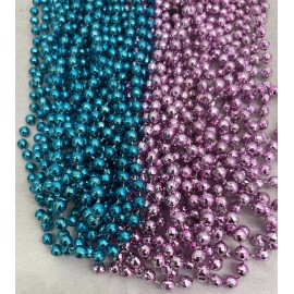 Mardi Gras Beads Light Pink & Blue Disco Mix 33" Baby Shower Party 2 Dz Reveal