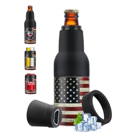 Stepstall 4-in-1 Can Cooler & Bottle Holder with Opener, Double Walled Stainless Steel Insulated, 12oz Beer Gifts for Men