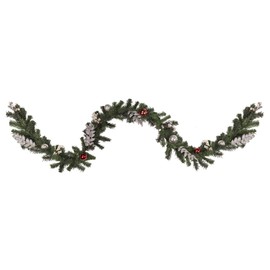 Northlight Pre-Lit Decorated Pine Artificial Christmas Garland Warm White LED Lights, 9', Green