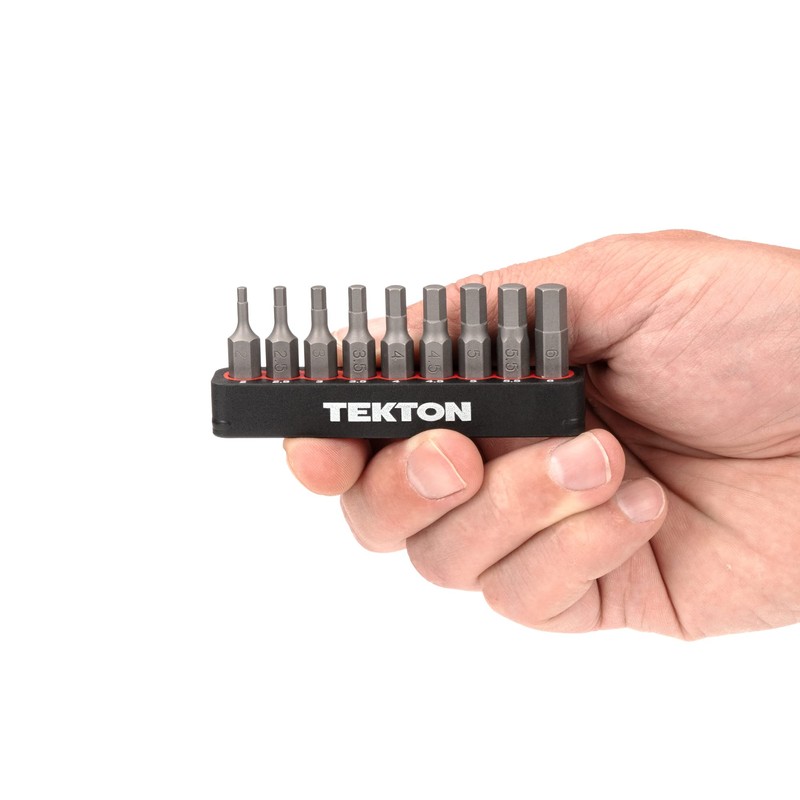 TEKTON 1/4 Inch Hex Bit Set with Rail, 9-Piece (2-6