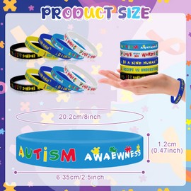 150 Pcs Autism Awareness Bracelets Badge Reel Include 50 Silicone Bracelets 50 Badges 50 Stickers for Autism Awareness Back to School Teacher Supplies Autism Party Decorations Gift(Autism Awarenes)