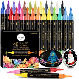 Art+soul Acrylic Pens 48/72 Colors, Pack of 24/36 Dual-Tip Acrylic Pens (48 Colors)