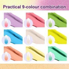 U-Shinein Gradient Painting Gel, 9 Colors Ombre Gel Nail Polish for 3D Nail Sculpting Gel Painting Effect Pigment Pat Nails Aura Nails, French Manicure Long Lasting Home Salon Nail Art Easter Egg
