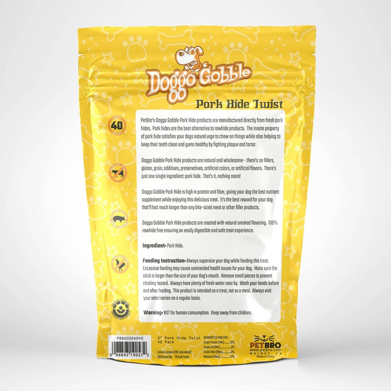 Doggo Gobble Porkhide 5-inch Twist Sticks - 40 Pack