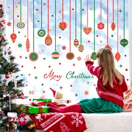 Christmas Bell Wall Stickers Removable Large Christmas Ornament Wall Decals Peel and Stick Merry Christmas Wall Decals Xmas Holiday Wall Stickers Christmas Party Supplies Decorations