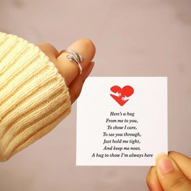 RINHOO FRIENDSHIP Hug Rings for Women Silver Hugging Hands Ring Adjustable 14K Gold Plated Daughter Rings from Mom Jewelry for Couples, Copper, No Gemstone