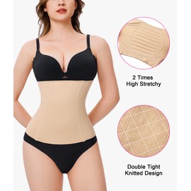 Bingrong 2 in 1 Waist Trainer for Women Postpartum Belly Band Maternity Recovery Belt Seamless Girdle Tummy Control Body Shaper Shapewear (Beige, M)