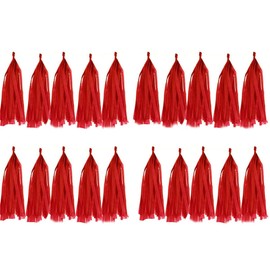 30pcs Paper Tassels Garland Banner Tissue Paper Tassel DIY Hanging Paper Decorations Party Tassel Garland Decor Baby Shower Nursery Wedding Festival Baby Shower Decoration(30, red)