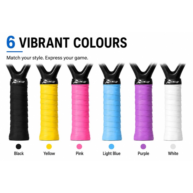 Padelology 6 Pack Overgrips Ultra Tacky Non-Slip Grip Tape 0.6mm