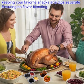 FeBohao 4 Pcs Double Compartment Condiment Container Reusable Snack Containers with Compartments Pack Sauce Container with Lids