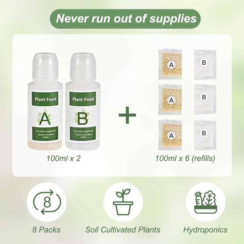 Tigvio 800ml Hydroponic Nutrients A&B for Aerogarden Plant Food Growth