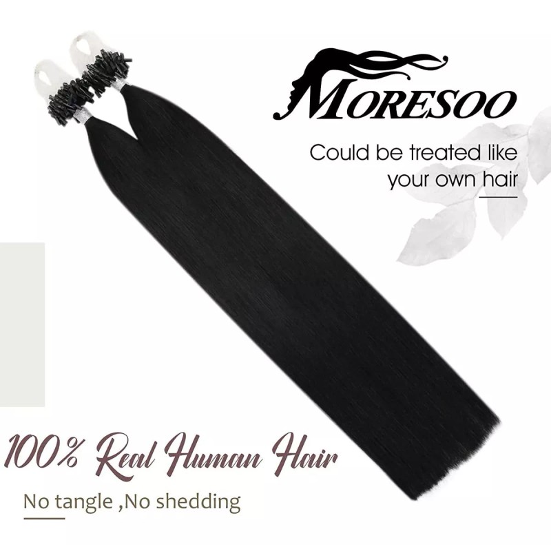 Moresoo Extensiones Cabello Humano 50gr 14in #1b Off Negro