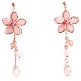 Cherry Knot Flower Earrings, Non-Pierced Earrings, Plated, Flowers, Swaying, Japanese Style, Adult, Cute, Women's, Popular (Resin Earrings), Resin