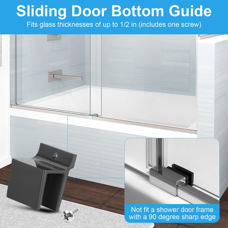 M6209 Sliding Shower Door Bottom Track, 1/2-inch Channel, Suitable for