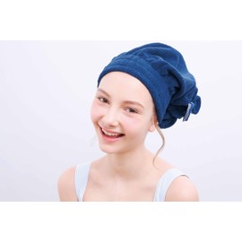 フェイスアップドライキャップ シュシュ付 ネイビー